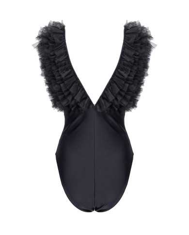 body nero limousine da donna con spalline in tulle | PINKO body nero limousine da donna con spalline in tulle | PINKO