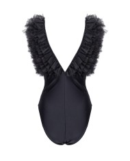 body nero limousine da donna con spalline in tulle | PINKO