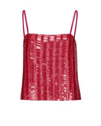 top fuxia donna con intero ricamo di paillettes rettangolari | PINKO top fuxia donna con intero ricamo di paillettes rettangolari | PINKO