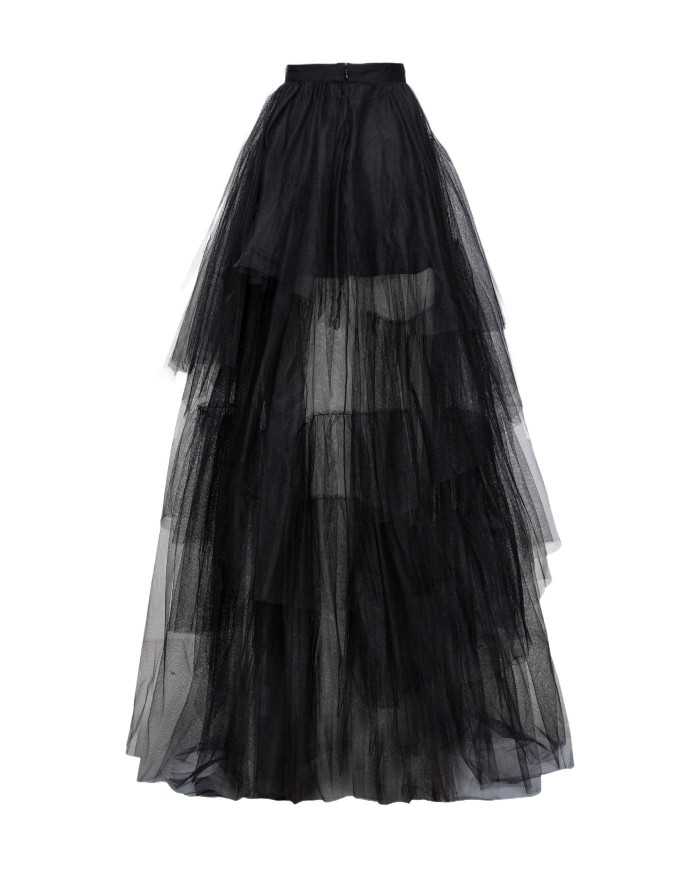 gonna nero limousine da donna più corta avanti e lunga dietro | PINKO