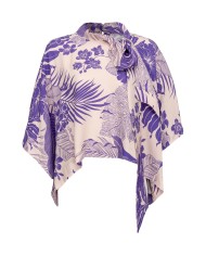 blusa a mantella nudo e viola da donna con fantasia tropicale | PINKO