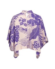 blusa a mantella nudo e viola da donna con fantasia tropicale | PINKO
