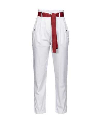 pantalone a vita alta bianco da donna con pinces | PINKO pantalone a vita alta bianco da donna con pinces | PINKO