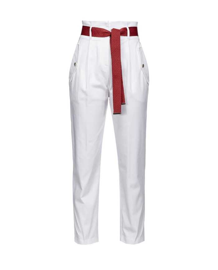 pantalone a vita alta bianco da donna con pinces | PINKO pantalone a vita alta bianco da donna con pinces | PINKO