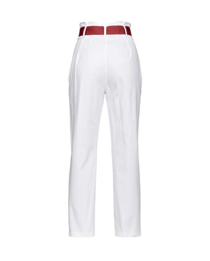 pantalone a vita alta bianco da donna con pinces | PINKO pantalone a vita alta bianco da donna con pinces | PINKO