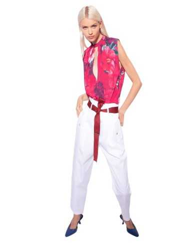 pantalone a vita alta bianco da donna con pinces | PINKO pantalone a vita alta bianco da donna con pinces | PINKO