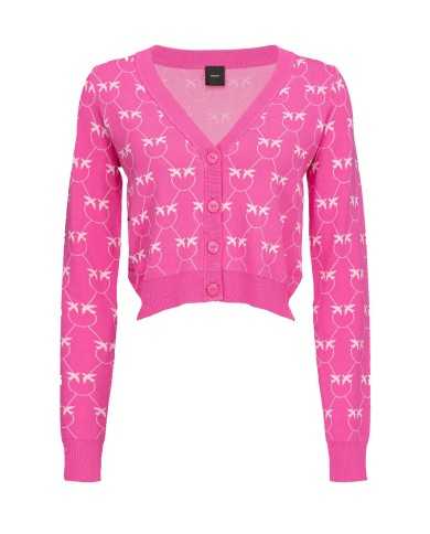 cardigan fuxia e rosa da donna con ricamo LOVE BIRDS | PINKO cardigan fuxia e rosa da donna con ricamo LOVE BIRDS | PINKO