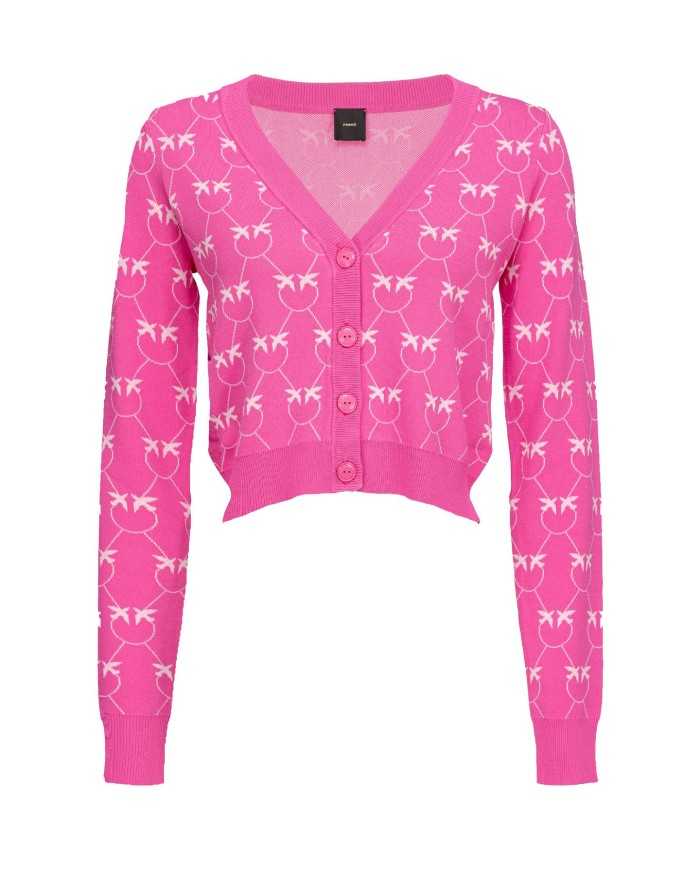 cardigan fuxia e rosa da donna con ricamo LOVE BIRDS | PINKO cardigan fuxia e rosa da donna con ricamo LOVE BIRDS | PINKO