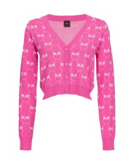cardigan fuxia e rosa da donna con ricamo LOVE BIRDS | PINKO