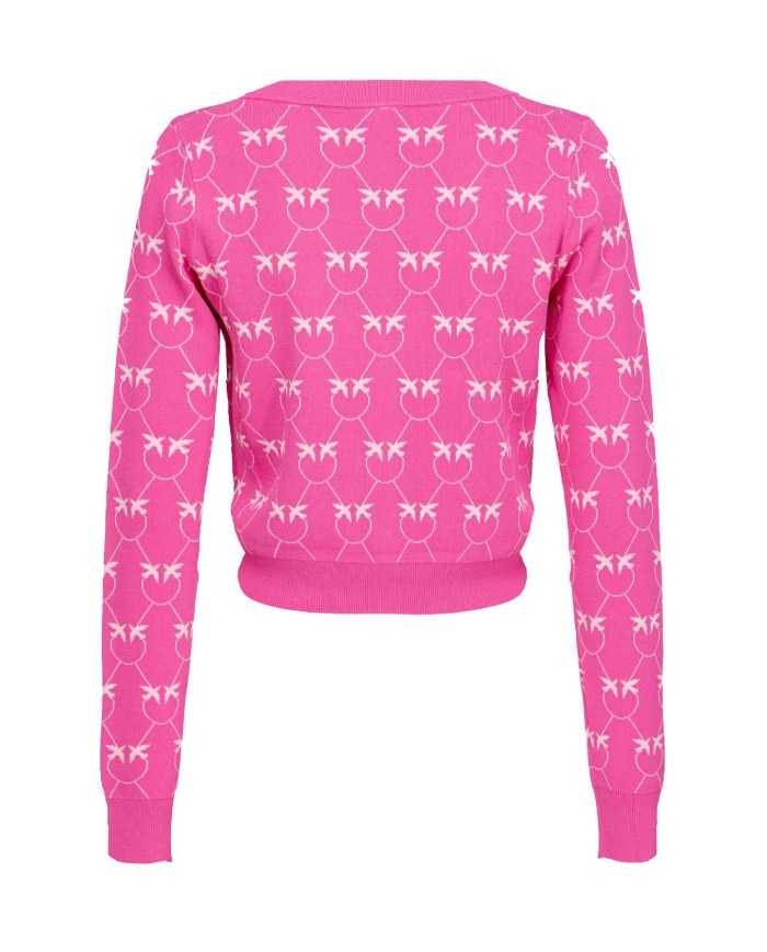 cardigan fuxia e rosa da donna con ricamo LOVE BIRDS | PINKO cardigan fuxia e rosa da donna con ricamo LOVE BIRDS | PINKO