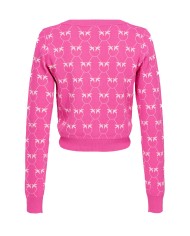cardigan fuxia e rosa da donna con ricamo LOVE BIRDS | PINKO