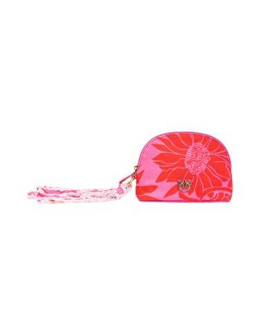 borsa rosa e rossa da donna a fantasia floreale con piume | PINKO borsa rosa e rossa da donna a fantasia floreale con piume | PINKO