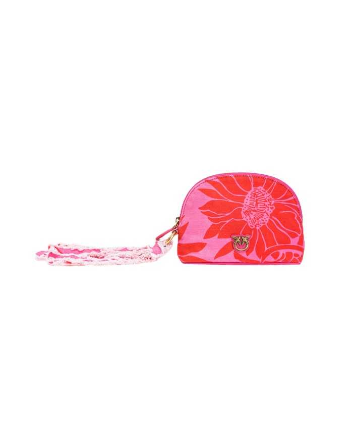 borsa rosa e rossa da donna a fantasia floreale con piume | PINKO borsa rosa e rossa da donna a fantasia floreale con piume | PINKO