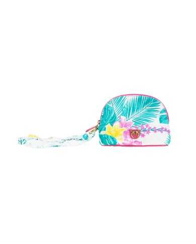 borsa bianca e gialla da donna a fantasia floreale con piume | PINKO borsa bianca e gialla da donna a fantasia floreale con piume | PINKO