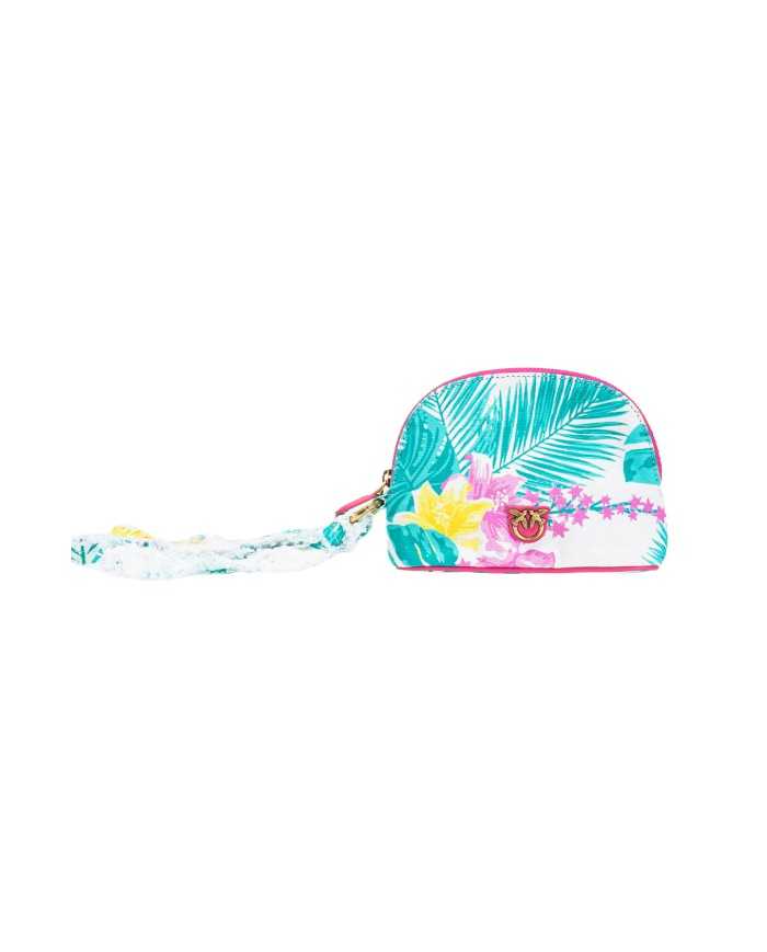 borsa bianca e gialla da donna a fantasia floreale con piume | PINKO borsa bianca e gialla da donna a fantasia floreale con piume | PINKO