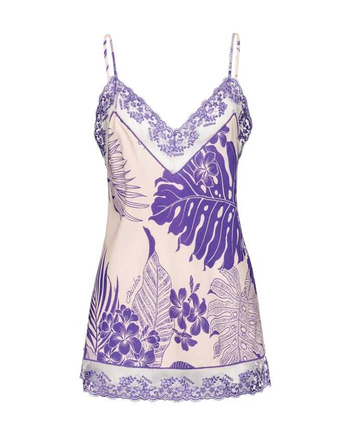 top nudo e viola da donna con stampa floreale con loghi | PINKO top nudo e viola da donna con stampa floreale con loghi | PINKO