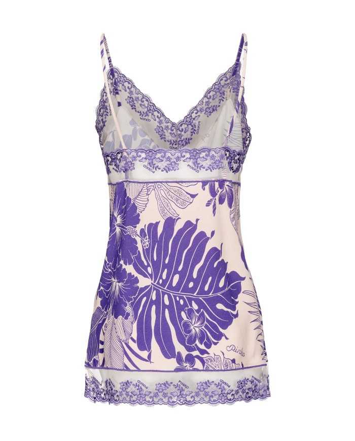 top nudo e viola da donna con stampa floreale con loghi | PINKO top nudo e viola da donna con stampa floreale con loghi | PINKO