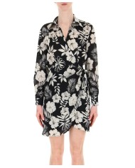 abito nero e burro da donna con fantasia floreale e gonna | PINKO