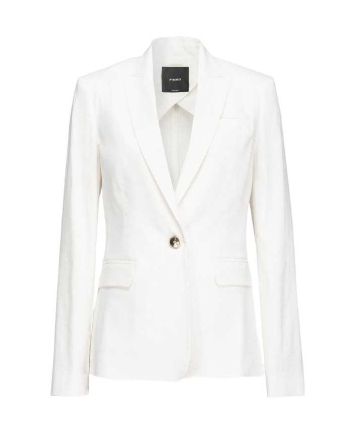 giacca bianco neve da donna con collo rever e fianchi stretti | PINKO giacca bianco neve da donna con collo rever e fianchi stretti | PINKO
