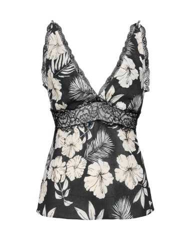 top nero e burro a donna con fantasia floreale | PINKO top nero e burro a donna con fantasia floreale | PINKO