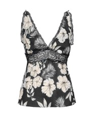 top nero e burro a donna con fantasia floreale | PINKO