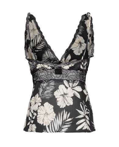 top nero e burro a donna con fantasia floreale | PINKO top nero e burro a donna con fantasia floreale | PINKO