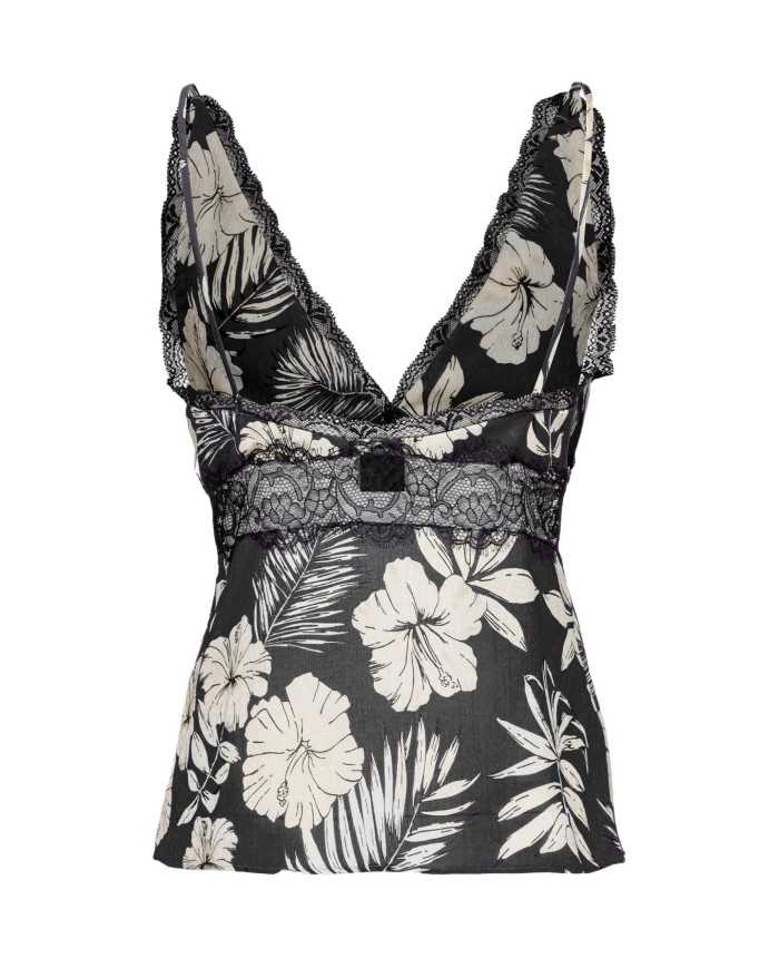 top nero e burro a donna con fantasia floreale | PINKO top nero e burro a donna con fantasia floreale | PINKO