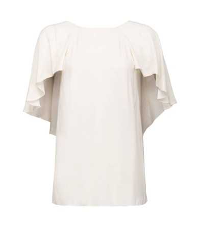 blusa rosa da donna con drappeggio su maniche effetto mantella | PINKO blusa rosa da donna con drappeggio su maniche effetto mantella | PINKO