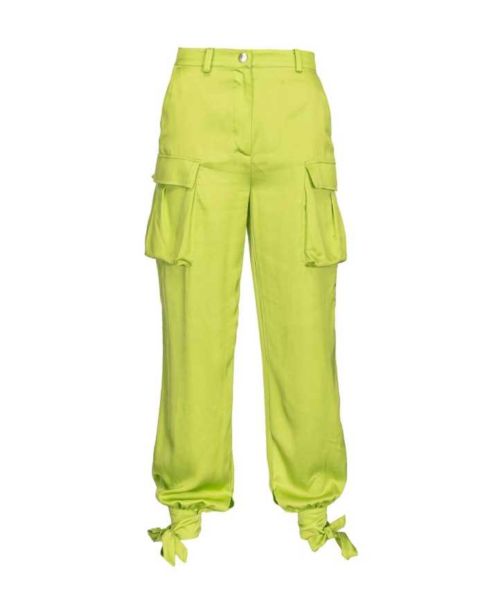 pantaloni cargo verde solfatara da donna con tasche esterne | PINKO pantaloni cargo verde solfatara da donna con tasche esterne | PINKO