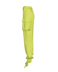 pantaloni cargo verde solfatara da donna con tasche esterne | PINKO