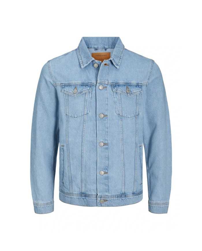 giubbino blue denim da uomo con colletto alla francese | JACK & JONES giubbino blue denim da uomo con colletto alla francese | JACK & JONES