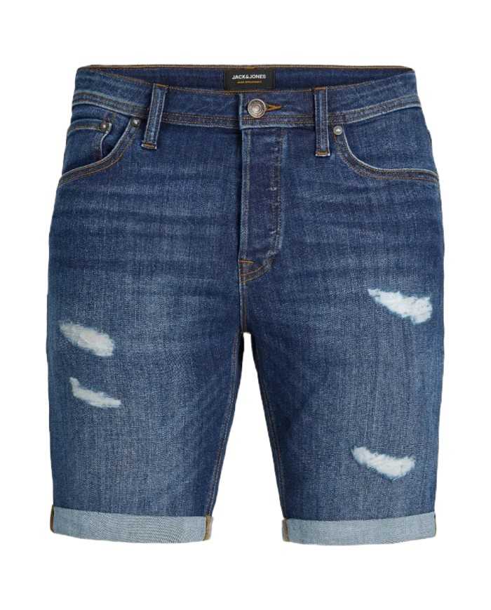 bermuda blue denim da uomo con strappi e risvolti | JACK & JONES bermuda blue denim da uomo con strappi e risvolti | JACK & JONES