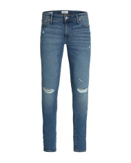 jeans slim denim chiaro uomo con strappi su ginocchia | JACK & JONES