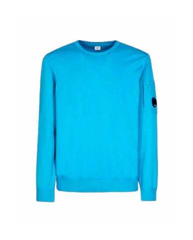 maglia tile blue da uomo con lente su taschino | CP. COMPANY maglia tile blue da uomo con lente su taschino | CP. COMPANY