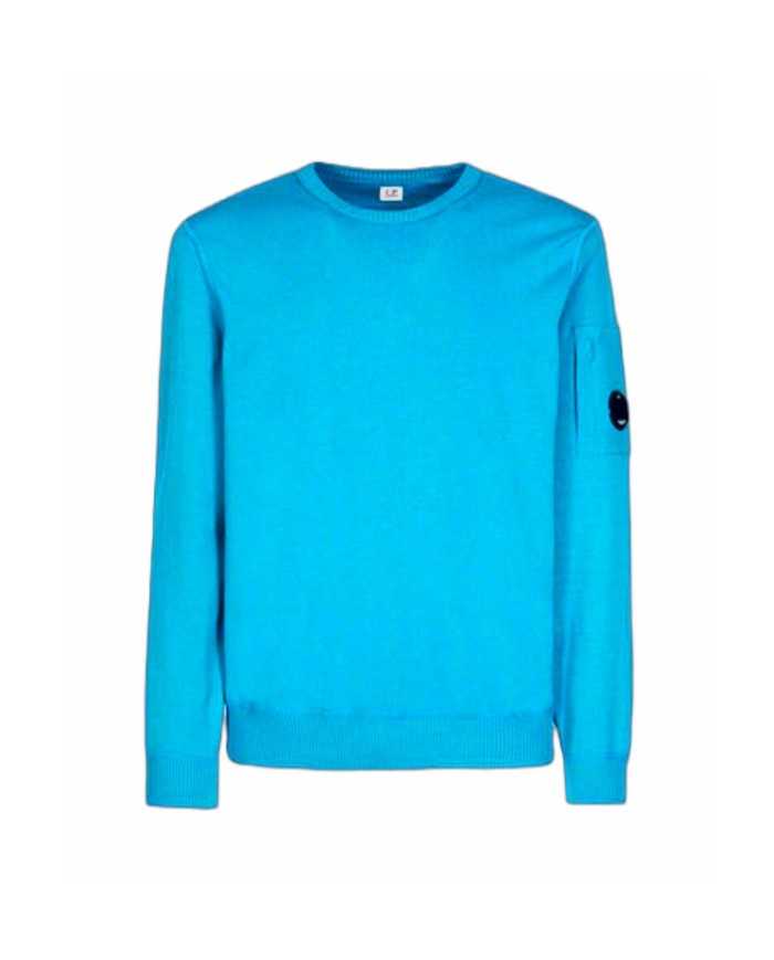 maglia tile blue da uomo con lente su taschino | CP. COMPANY maglia tile blue da uomo con lente su taschino | CP. COMPANY
