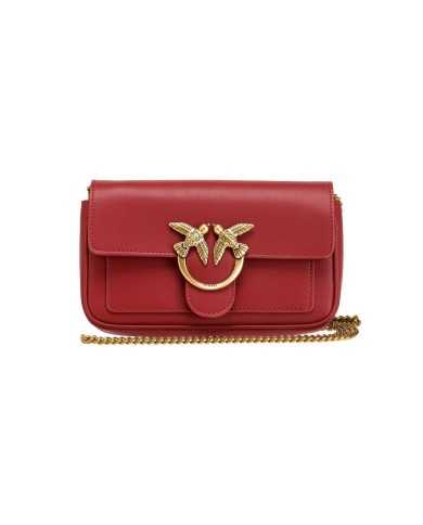 borsa love pocket rosso rubino da donna con fibbia in metallo | PINKO borsa love pocket rosso rubino da donna con fibbia in metallo | PINKO