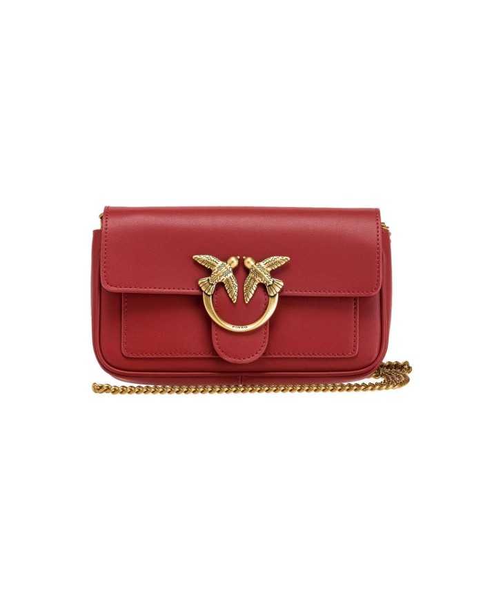 borsa love pocket rosso rubino da donna con fibbia in metallo | PINKO borsa love pocket rosso rubino da donna con fibbia in metallo | PINKO