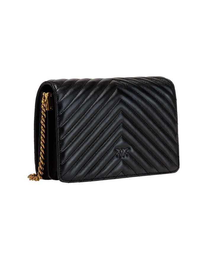 borsa classic love big click nero e oro antico, motivo chevron | PINKO borsa classic love big click nero e oro antico, motivo chevron | PINKO