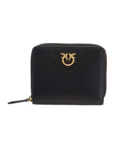 portafoglio nero e oro antico da donna con placca LOVE BIRDS | PINKO portafoglio nero e oro antico da donna con placca LOVE BIRDS | PINKO