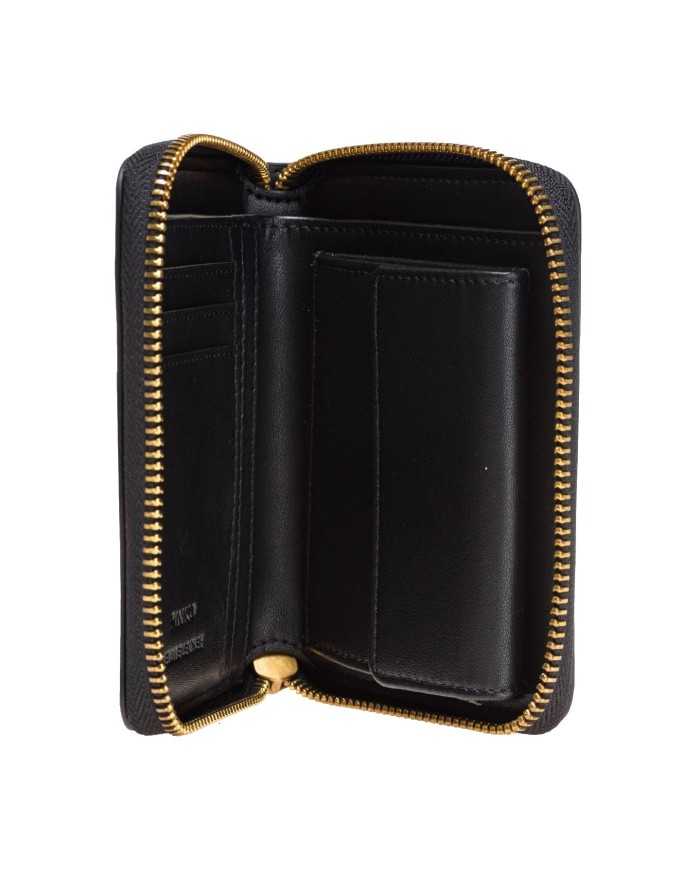 portafoglio nero e oro antico da donna con placca LOVE BIRDS | PINKO portafoglio nero e oro antico da donna con placca LOVE BIRDS | PINKO