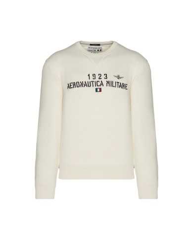 felpa bianco panna da uomo con logo ricamo | AERONAUTICA MILITARE felpa bianco panna da uomo con logo ricamo | AERONAUTICA MILITARE