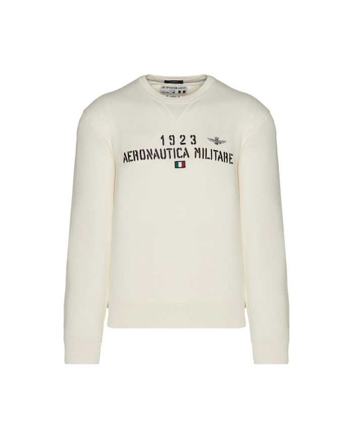 felpa bianco panna da uomo con logo ricamo | AERONAUTICA MILITARE felpa bianco panna da uomo con logo ricamo | AERONAUTICA MILITARE