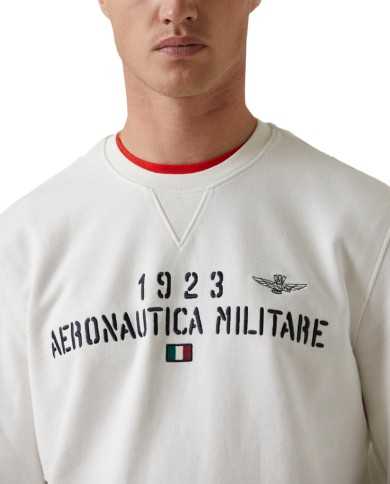 felpa bianco panna da uomo con logo ricamo | AERONAUTICA MILITARE felpa bianco panna da uomo con logo ricamo | AERONAUTICA MILITARE