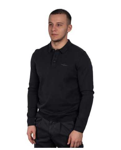 maglia stile polo blu nero uomo con aquila | AERONAUTICA MILITARE maglia stile polo blu nero uomo con aquila | AERONAUTICA MILITARE