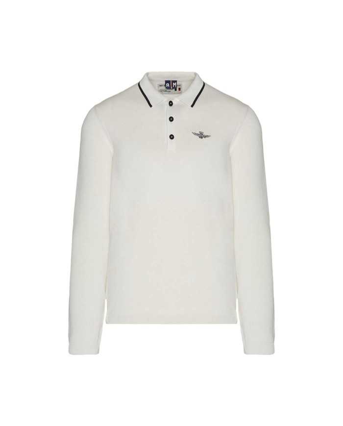 maglia stile polo bianco panna uomo con aquila | AERONAUTICA MILITARE maglia stile polo bianco panna uomo con aquila | AERONAUTICA MILITARE