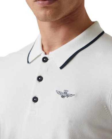maglia stile polo bianco panna uomo con aquila | AERONAUTICA MILITARE maglia stile polo bianco panna uomo con aquila | AERONAUTICA MILITARE