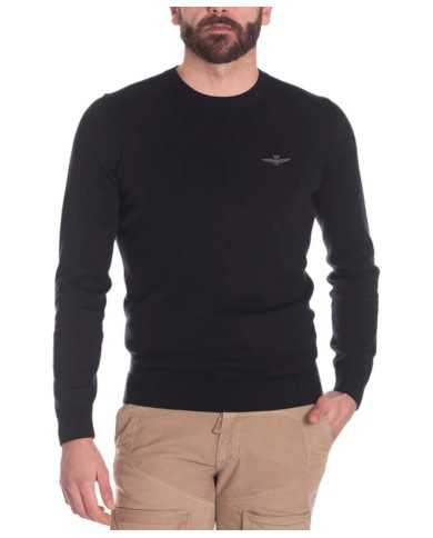 maglia blu navy da uomo con logo ricamato | AERONAUTICA MILITARE maglia blu navy da uomo con logo ricamato | AERONAUTICA MILITARE