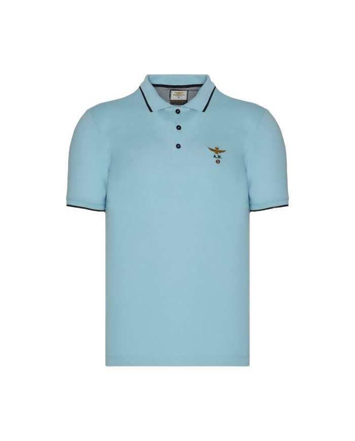 polo azzurro uomo con aquila turrita ricamata | AERONAUTICA MILITARE polo azzurro uomo con aquila turrita ricamata | AERONAUTICA MILITARE