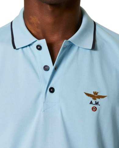 polo azzurro uomo con aquila turrita ricamata | AERONAUTICA MILITARE polo azzurro uomo con aquila turrita ricamata | AERONAUTICA MILITARE