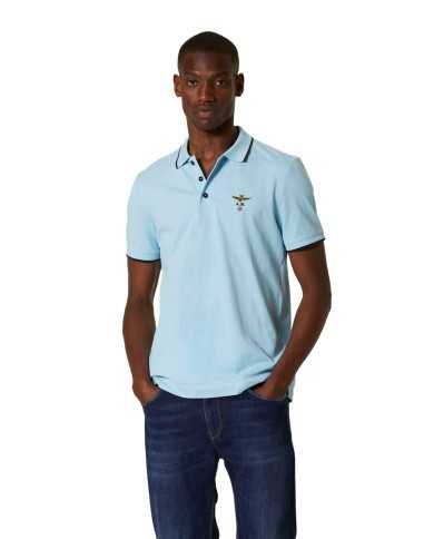 polo azzurro uomo con aquila turrita ricamata | AERONAUTICA MILITARE polo azzurro uomo con aquila turrita ricamata | AERONAUTICA MILITARE